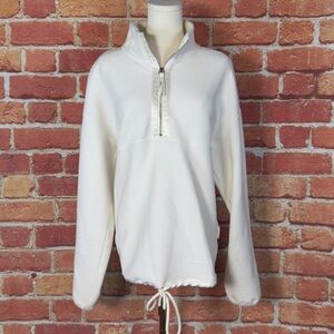 Varley Cream Ribbed 1/4 Zip Pullover Long Sleeve Sweater Women’s Size XS